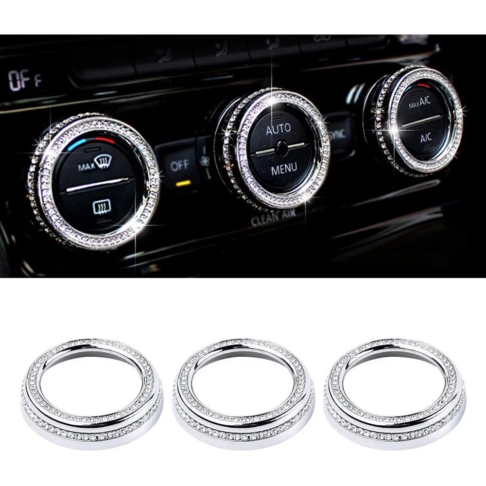 3 pcs Car AC Knob Button Auto Decoration ring Trims for Arteon/Altas/Passat/Tiguan/Golf/CC Interior Accessories