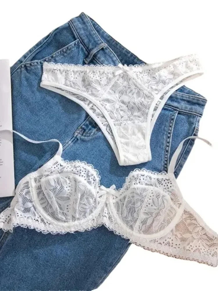 

MOYISU французское искушение кружево большая грудь маленький бюстгальтер нижнее белье ультратонкий комплект прозрачное белое сенсорное нижнее белье чистого желания