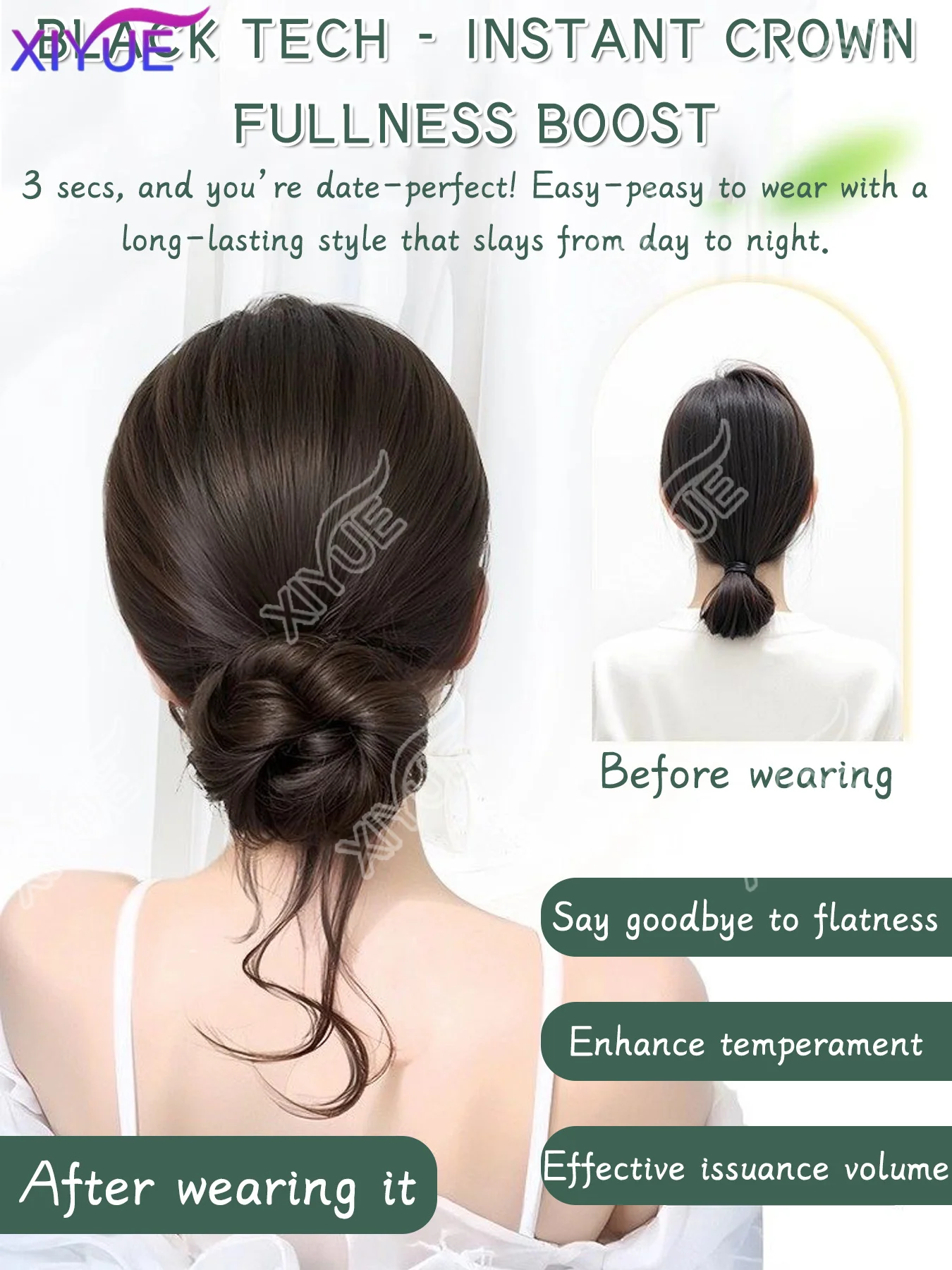 XIYUE synthetic self-winding dragon beard ball head wig wavy bun hair bundle for women. Boosts hair volume Synthetic Winding Wig