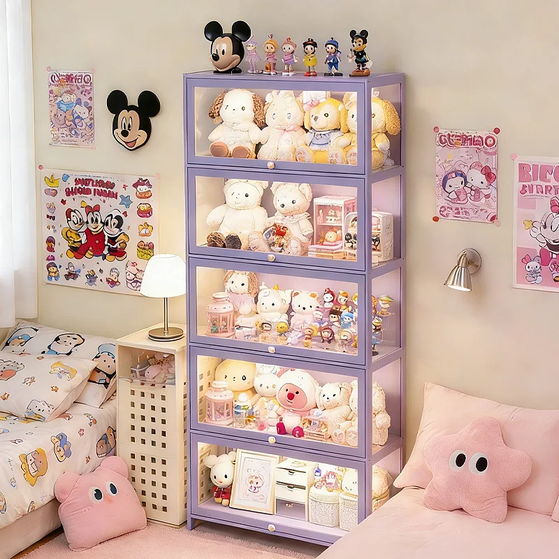 Figure display cabinet acrylic transparent pain cabinet suitable for Lego model building block toy doll bag storage shelf