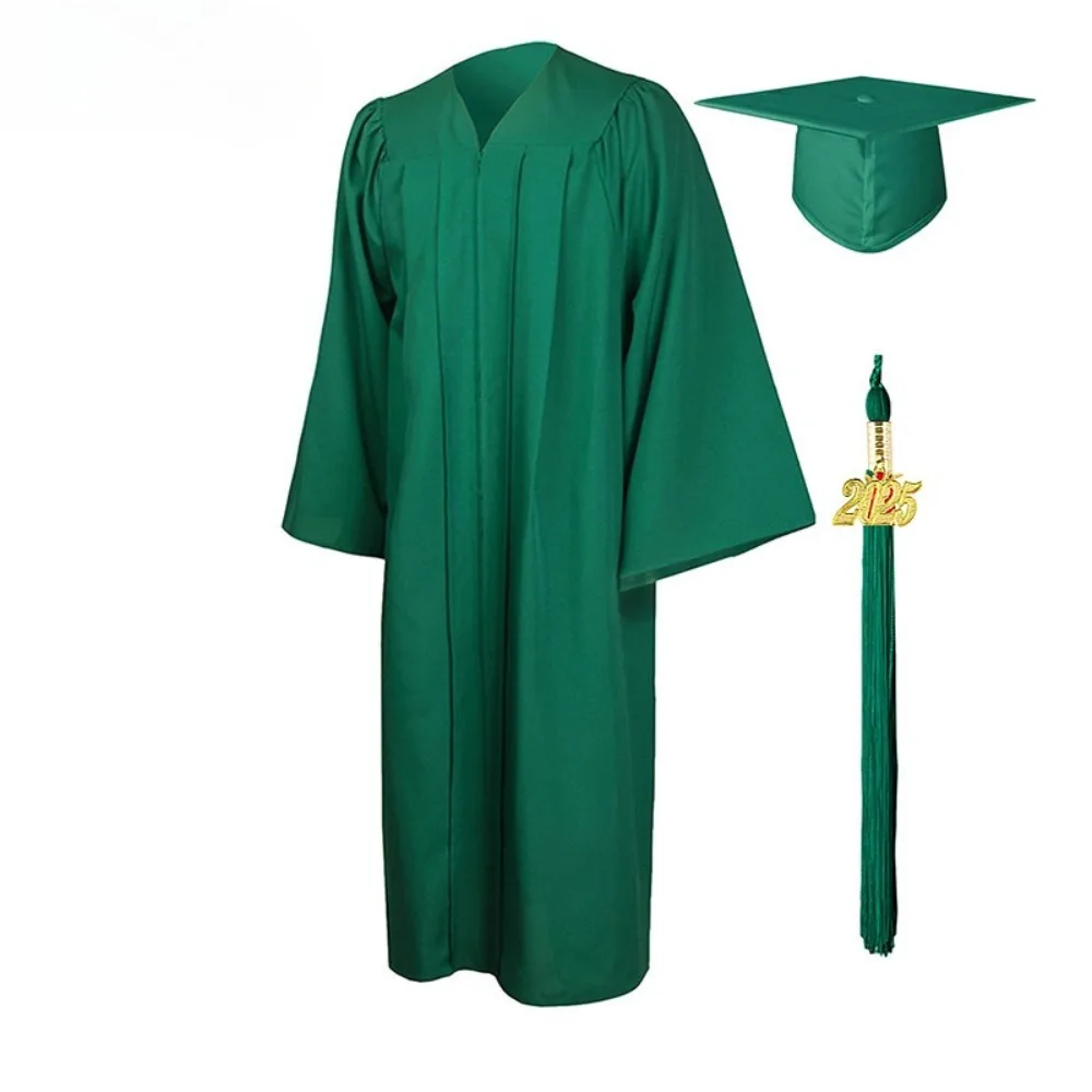 Conjunto de Toga de Formatura 2026 para Estudantes Universitários: Robe Acadêmico de Bacharel, Mestrado, Doutorado e Professor com Capelo e Borla