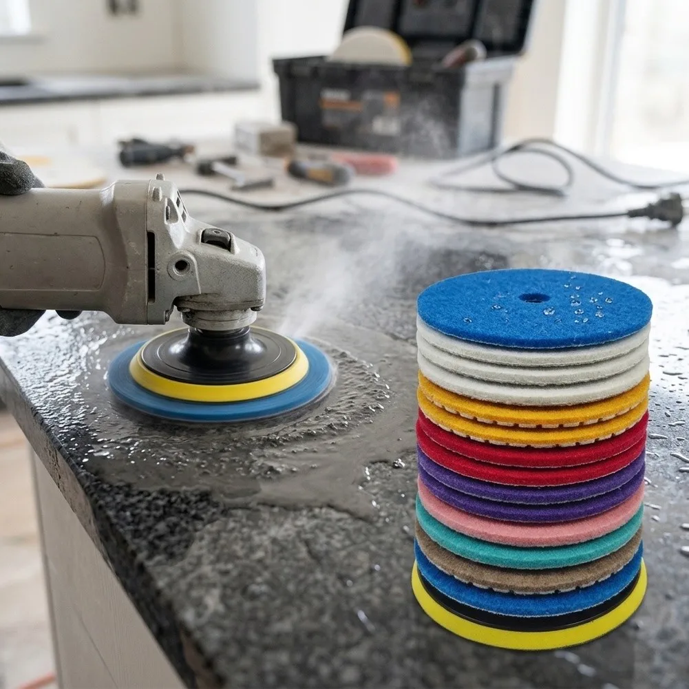 4 Inch Wet Polishing Discs for Granite Marble Sanding and Polishing with Grit Range 50 to 10000 and Mounting Tray