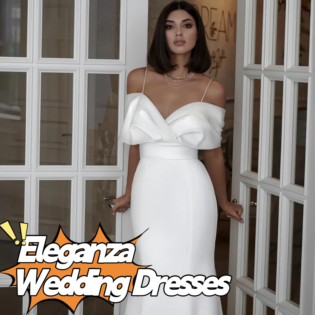 Простое свадебное платье русалки по индивидуальному заказу с открытыми плечами и скользящим шлейфом, элегантное платье на тонких бретельках De Mariee