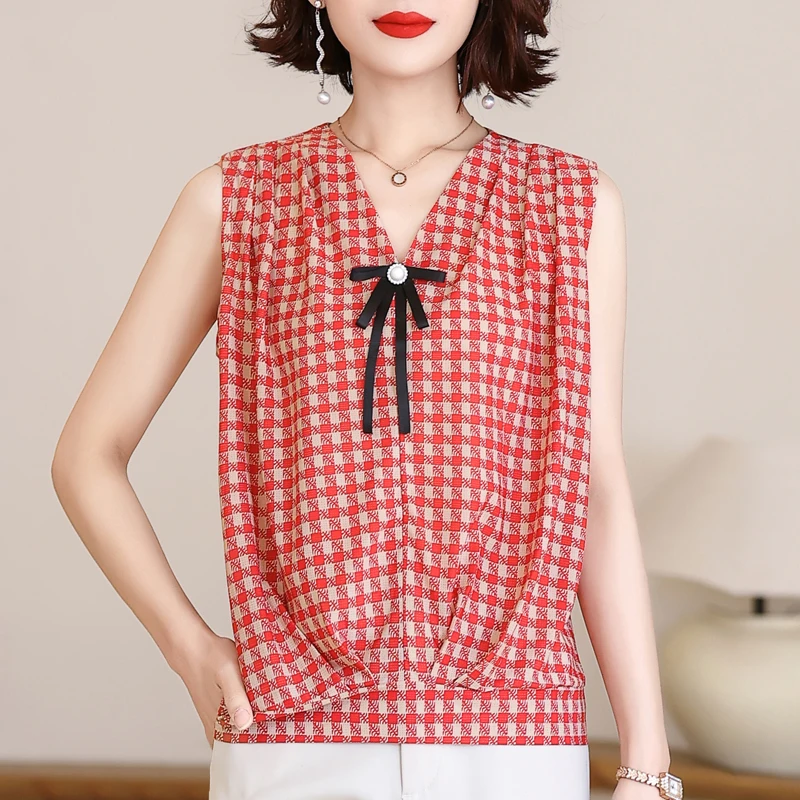 

Elegant Female Blouses Summer 2024 New Casual Sleeveless Shirts Woman Tops Summer Clothes High Quality