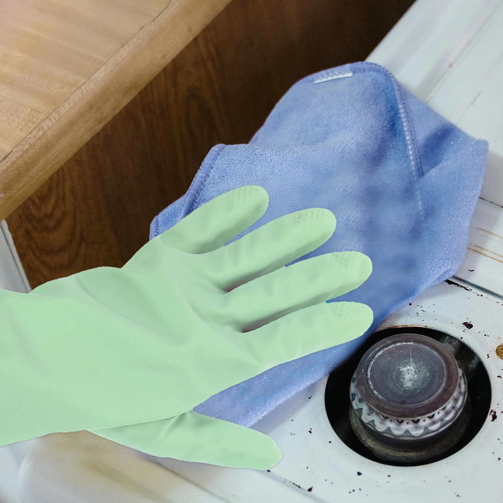 

4Pairs Latex Cleaning Gloves Reusable Dishwashing Flexible Oil Stain Resistant Easy Clean Maintain Household Gloves