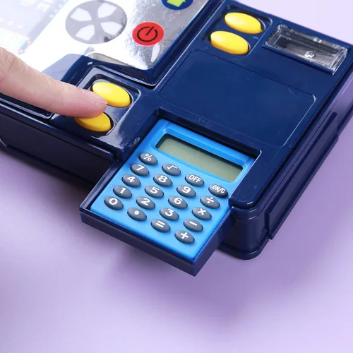 Imagen 2 del producto Caja de papelería calculadora, regalo creativo para estudiantes de escuela primaria, estuche de lápices de doble cara multifuncional