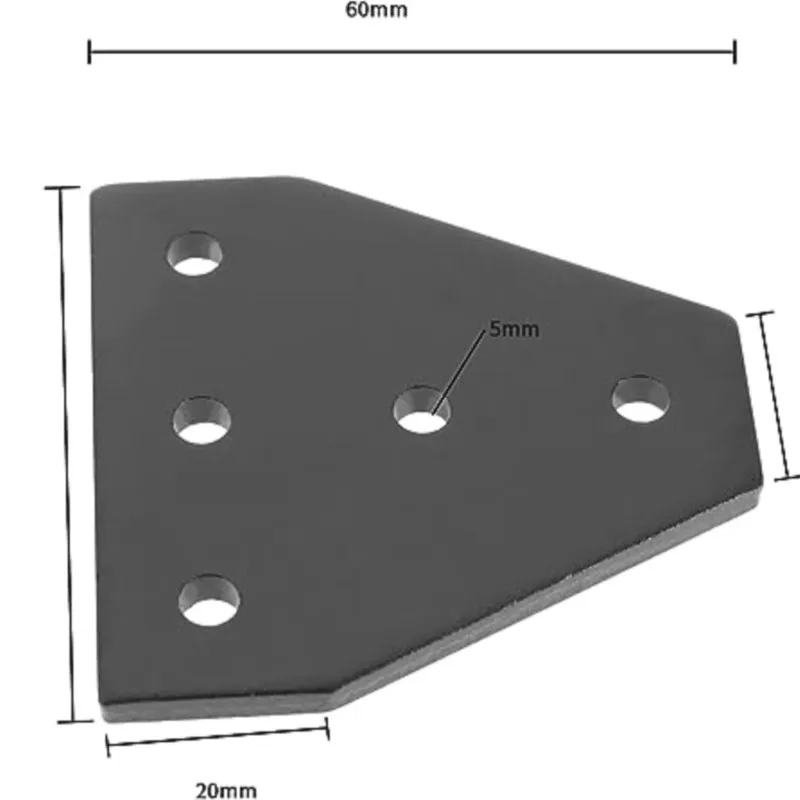 4PC L T Shape Outside Joining Plate 60x60x4mm 5-Hole Joint Bracket Compatible with 2020 Series V-Slot Aluminum Extrusion Profile