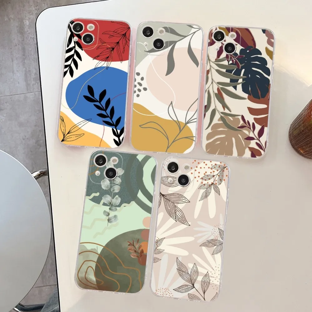 Abstract Plants Phone Case Silicone Soft for iphone 15 14 13 12 11 Pro Mini XS MAX 8 7 6 Plus X XS XR Cover