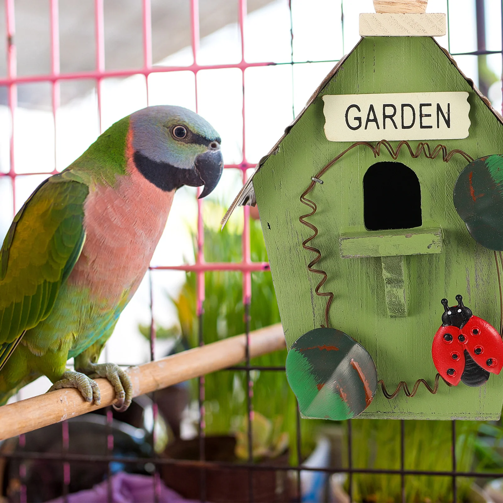 

1Pcs Wooden Bird House Natural Wood Hanging Bird Nest for Balcony Garden Yard Decor Outdoor Shelter for Small Birds Green