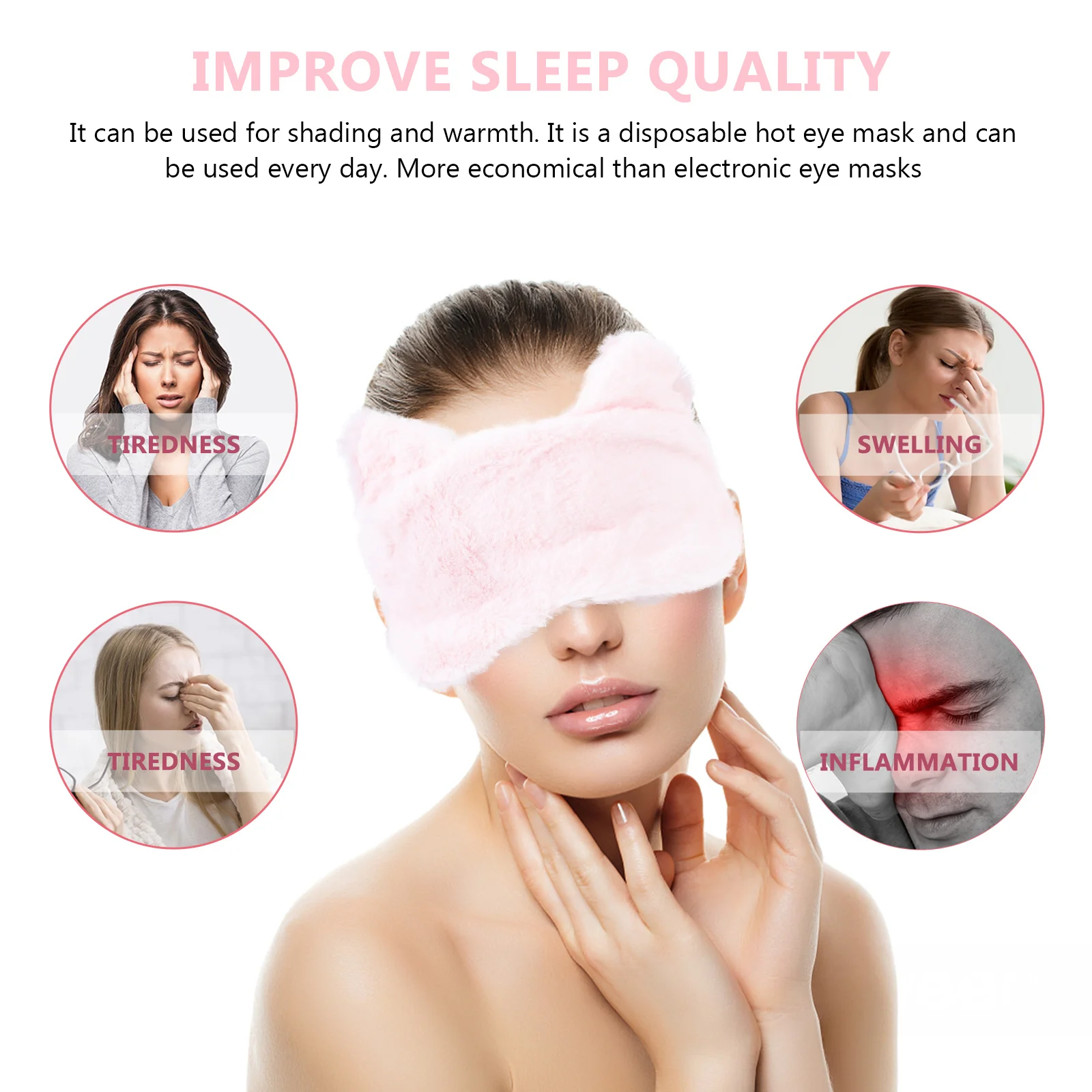 

USB Heated Eye Mask Hot Compress Relieve Eye Fatigue Sleep Quality Improve Dark Circles Puffiness Heated Blinder