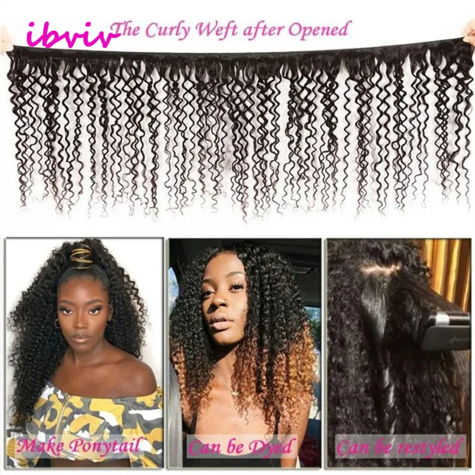 Бразильские кудрявые вьющиеся пучки человеческих волос Remy Kinky Curly Weave Пучки человеческих волос 8-40 дюймов Jerry Curl Наращивание волос 1/3 шт.