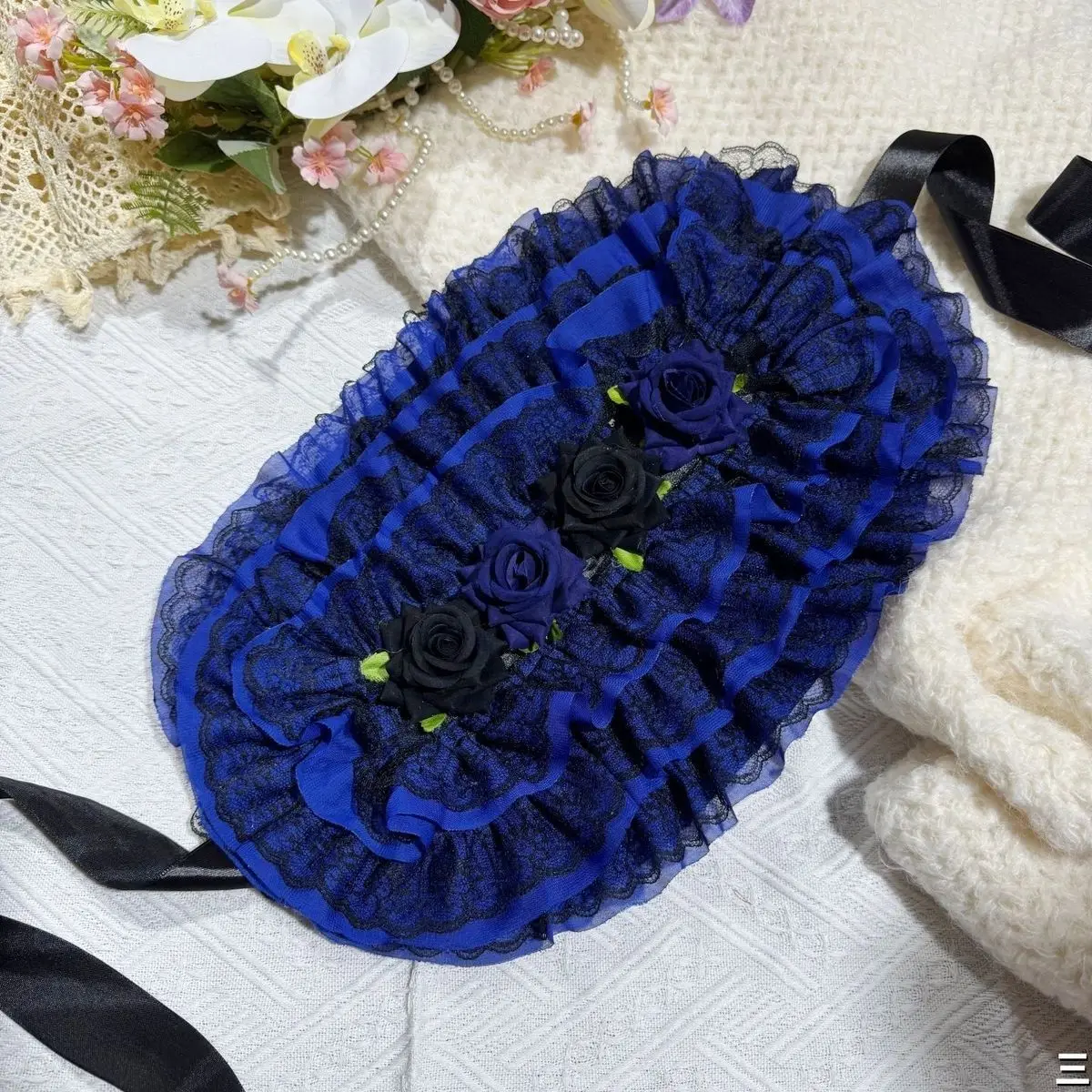 オリジナルゴシックボンネットハット黒赤クラインブルーロリータ - Women'S Victorian Era Accessories のレビューと価格