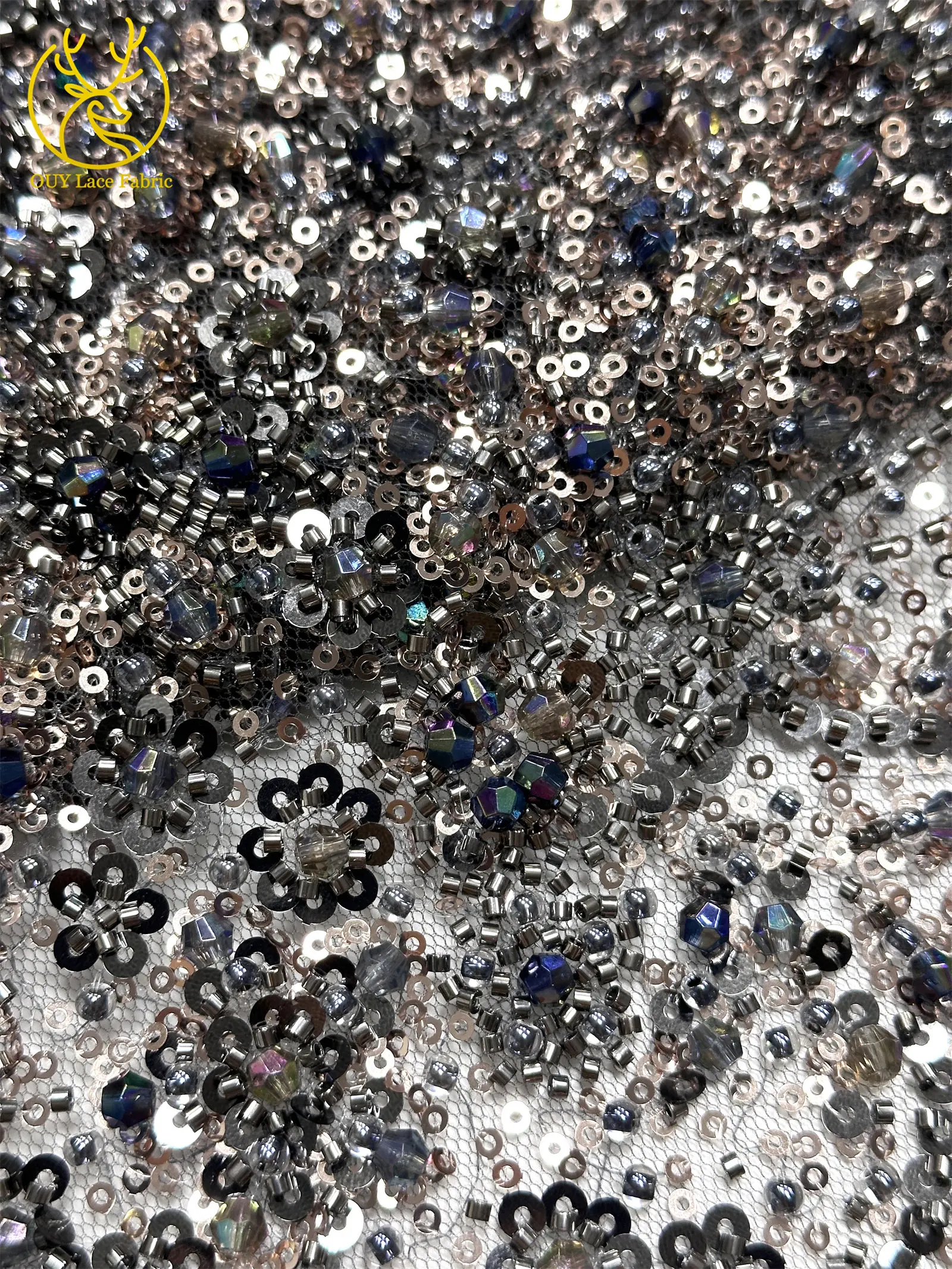 Eleganter und wunderschöner afrikanischer Perlen-Spitzenstoff 2026 Hochwertiger französischer Pailletten-Spitzenstoff für Damen-Abendkleider – Detail 22
