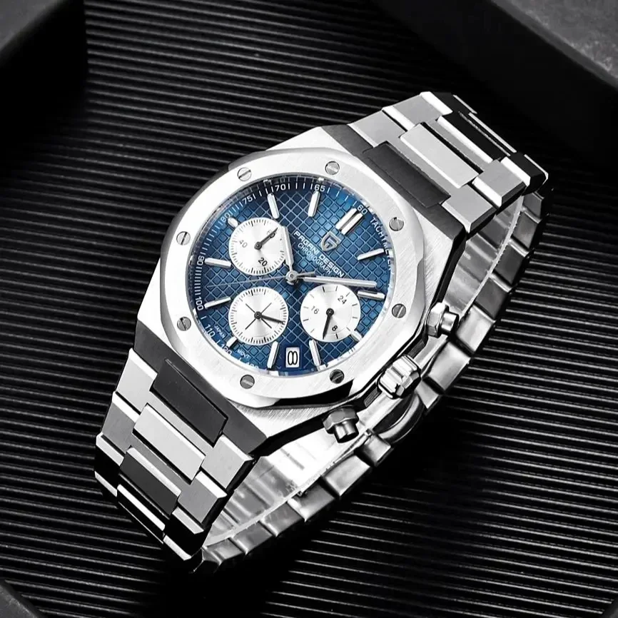 PAGANI DESIGN Luxury Sports Men\'s Quartz Watches PD1707 VK63 Stainless Steel Sapphire Waterproof Chronograph watches for men