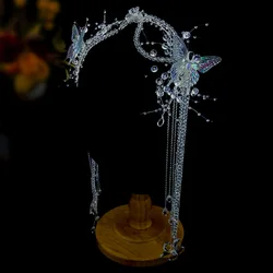 New Transparent Butterfly Beads Bridal Headwear Beaded Wedding Hairband Accessories Original Crystal Headwear for Women