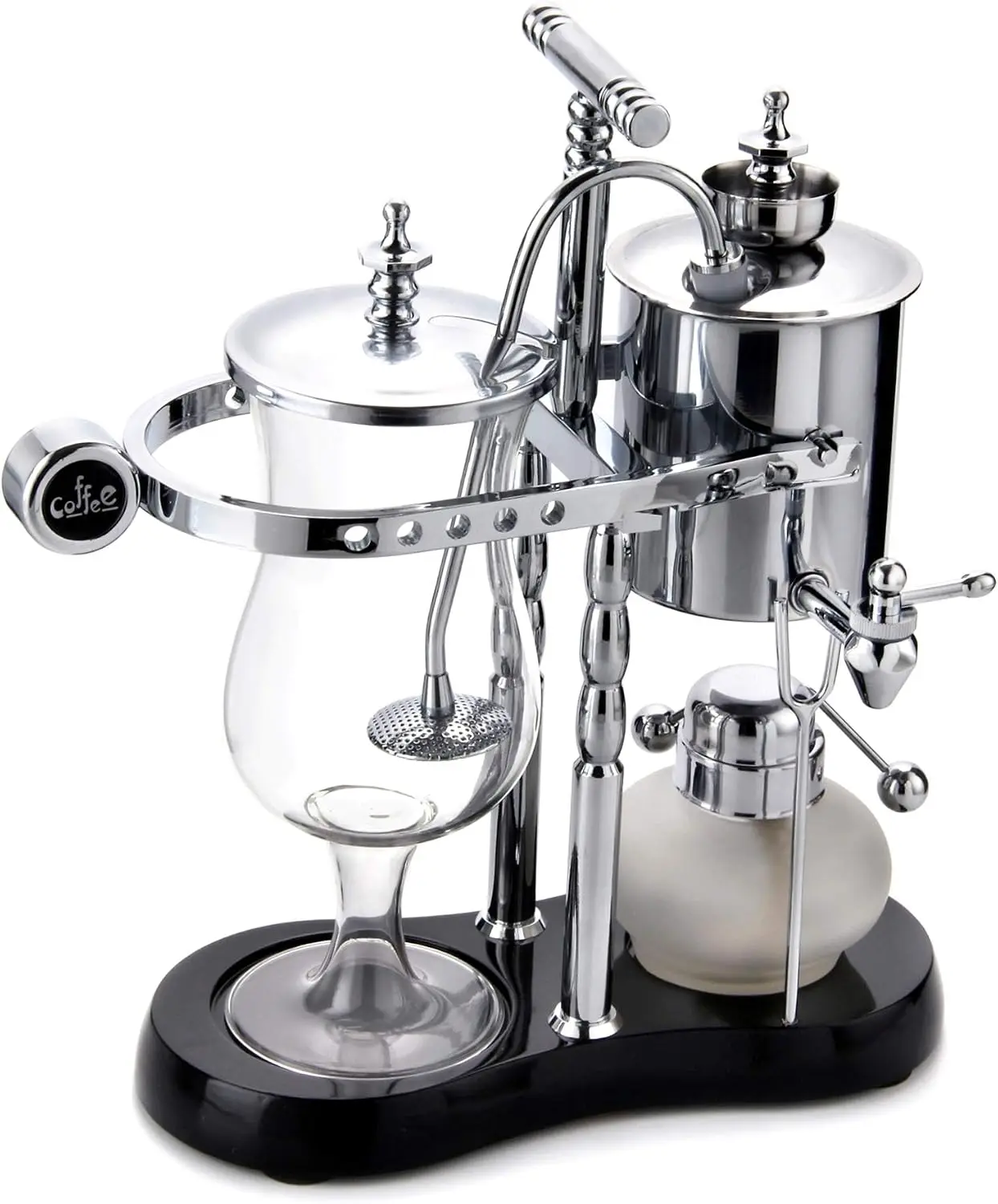Belgian/Belgium Luxury Royal Family Balance Siphon/Syphon Coffee Maker, Elegant Double Ridged Fulcrum with Tee Handle (Classic