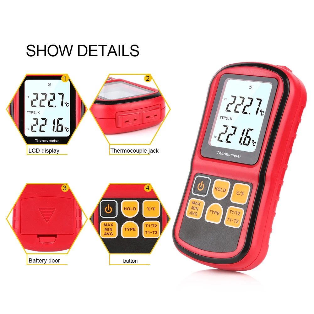 Professional Thermometer Digital Measure Tool Thermometer Temperature Meter Tester with LCD Back light GM1312