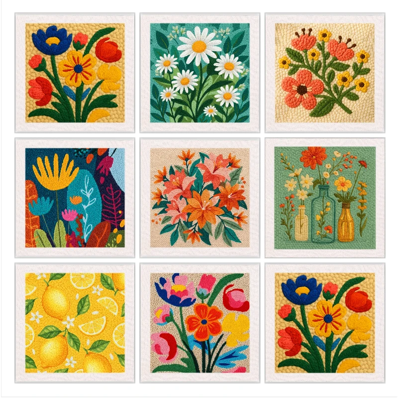 

Punch Needle Embroidery Starter Kits Flowers and Plants Pattern Punch Needle Kits sewing kit for adults yarn painting embroidery