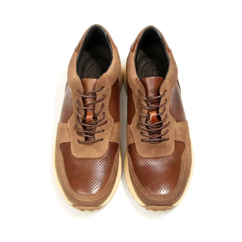 

High Quality Breathable Men Sneakers Genuine Leather Casual Board Shoes Fashion Outdoor Men Trainers Jogging Shoes