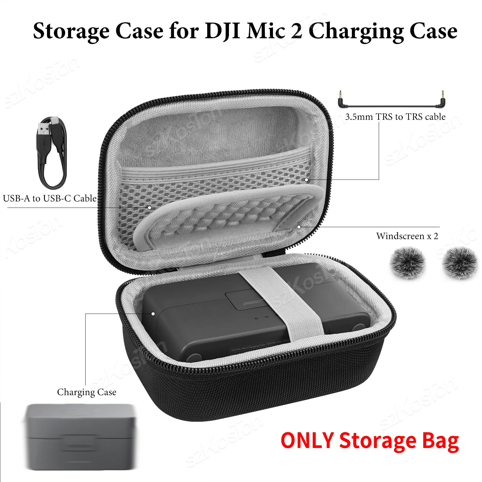 Black DJI Mic 3 Case for Mic 2 Mini