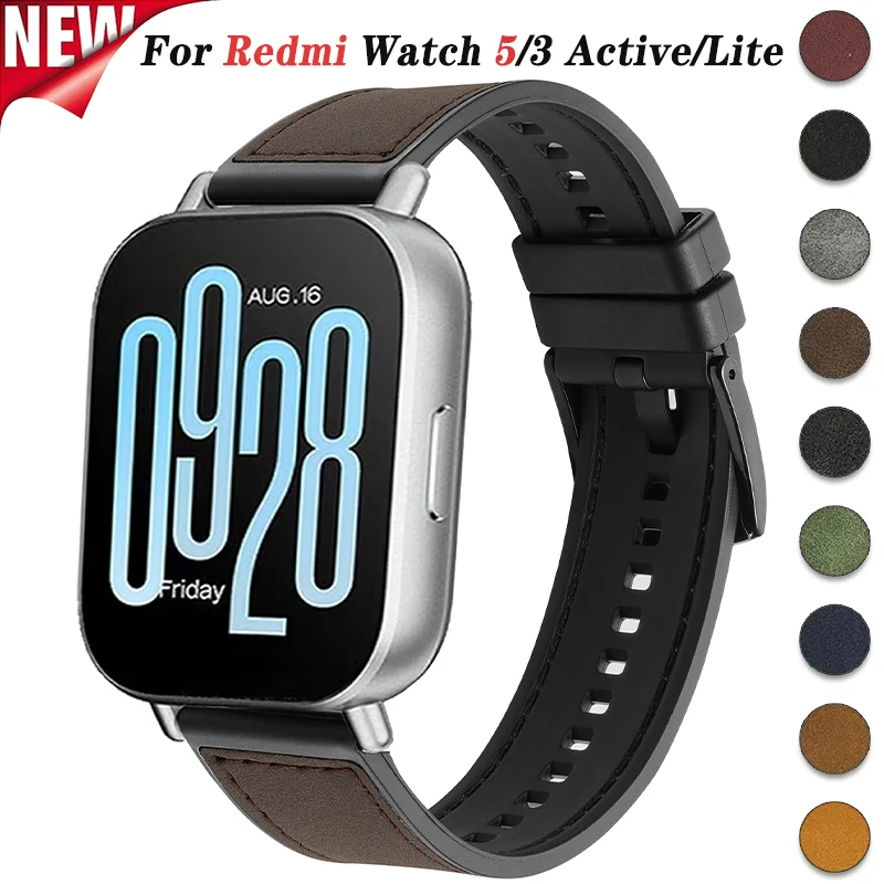 Leather Strap for Redmi Watch 5 Active 5 Lite Replacement 22mm Silicone Band Wristband for Redmi Watch 3 Active 3 Lite Bracelet