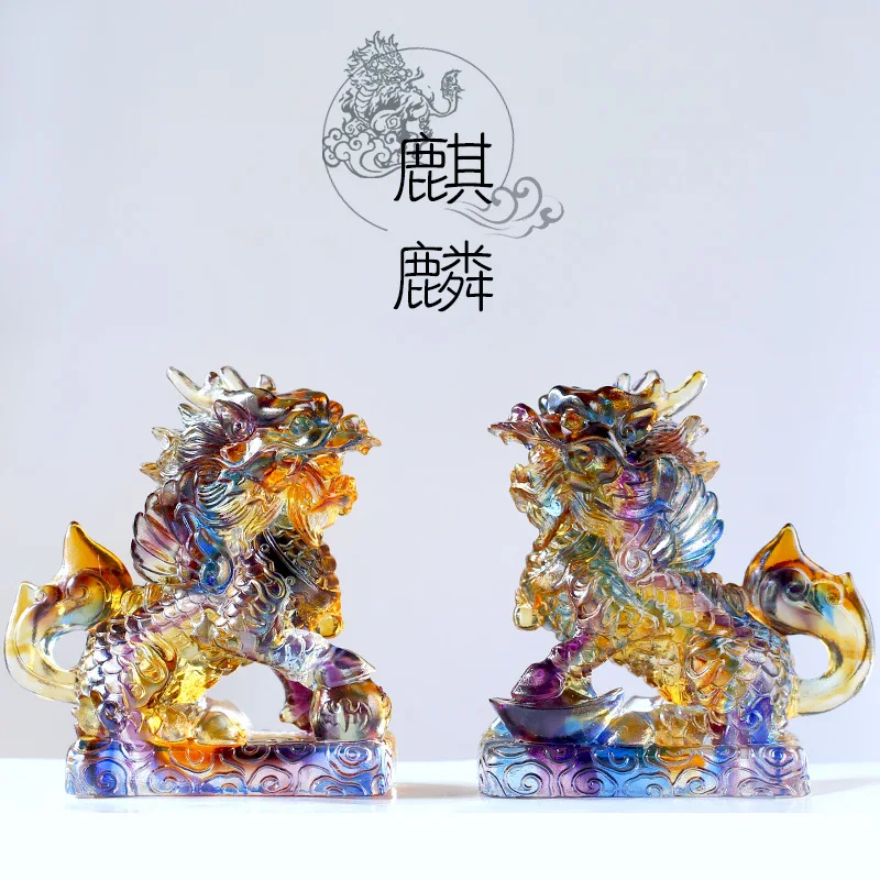 

Традиционный глазурованный счастливый единорог, пара украшений для богатства, домашний декор, винный шкаф, подарок на новоселье для друзей, поделки