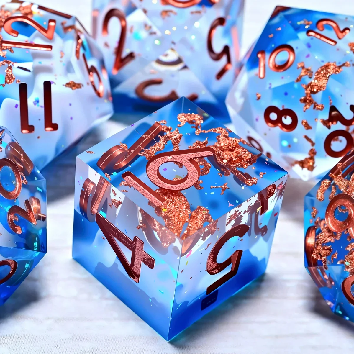 مجموعة مكونة من 7 قطع من نرد الراتنج DND للزنزانات والتنينات DND 5e RPG لوحة لعبة الطاولة لعب الأدوار هدية عيد ميلاد #2