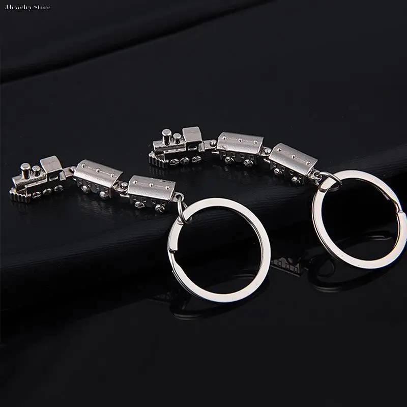 1pc Creative Metal Movable Joint Mini Train Model Alloy Keychains Metal Keyring