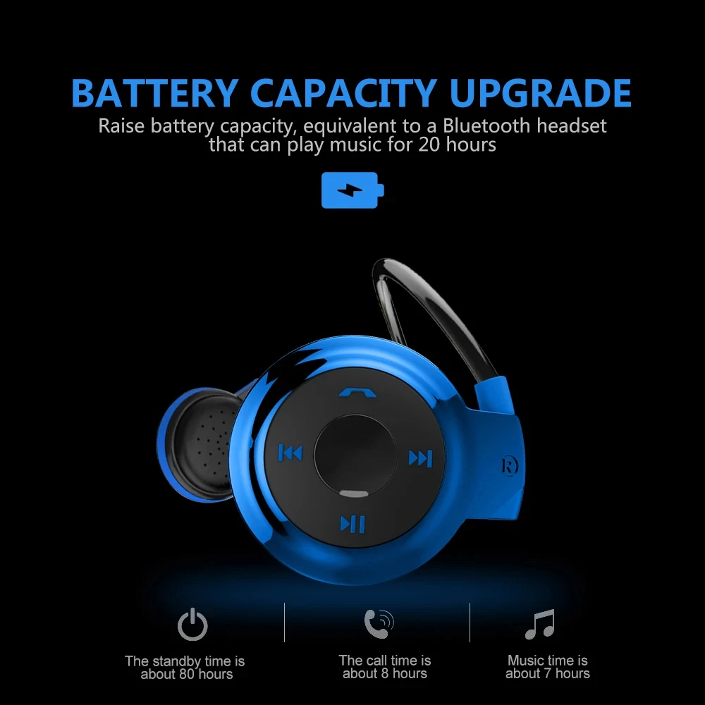 Mini bezprzewodowy odtwarzacz muzyczny Bluetooth Słuchawki stereo Redukcja szumów Sportowe słuchawki do biegania Obsługa karty TF Funkcja radia FM