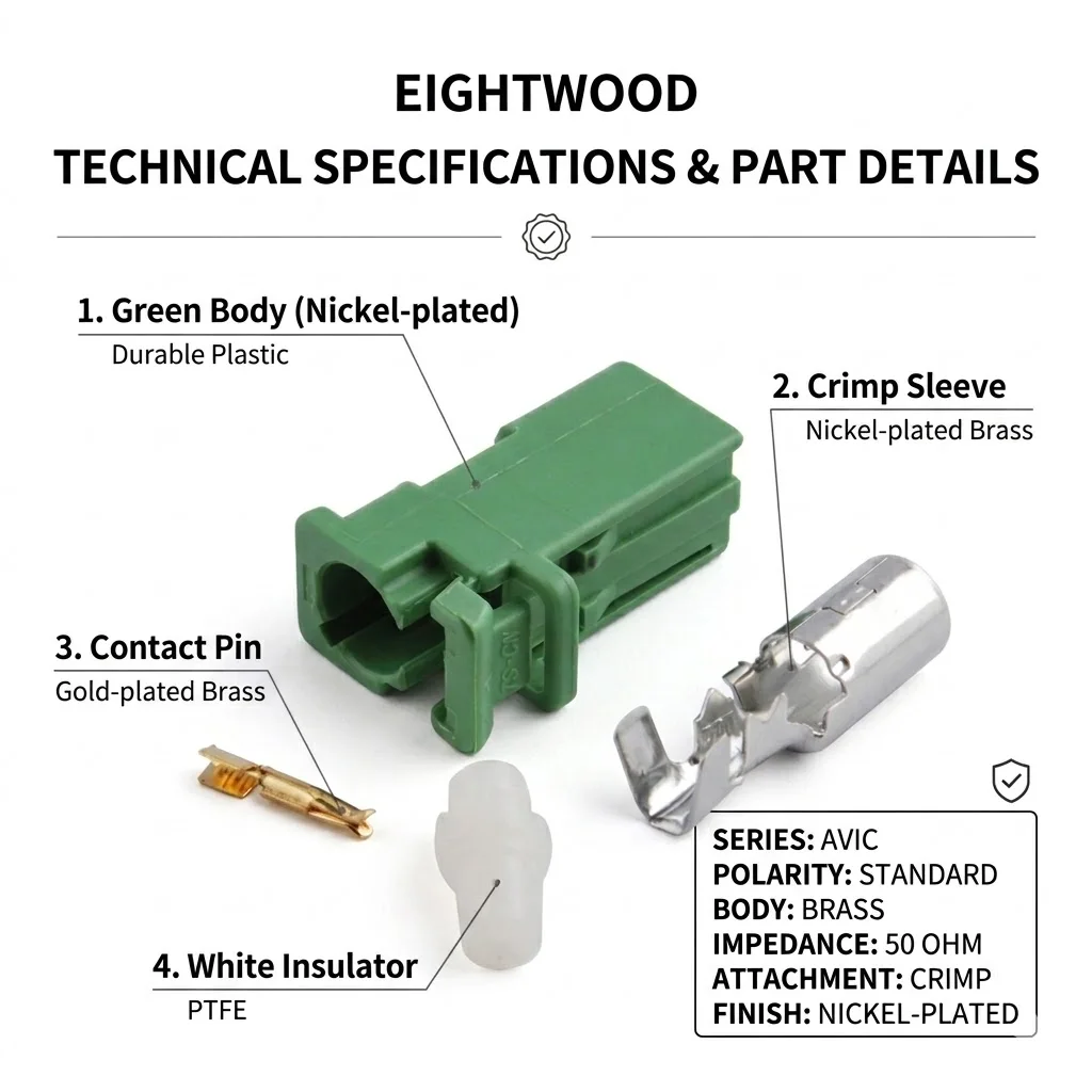 Eightwood Car Accessories Green AVIC Crimp Jack RF Coaxial Connector Adapter for HRS Pioneer Connector GPS Antenna GPS Tracker