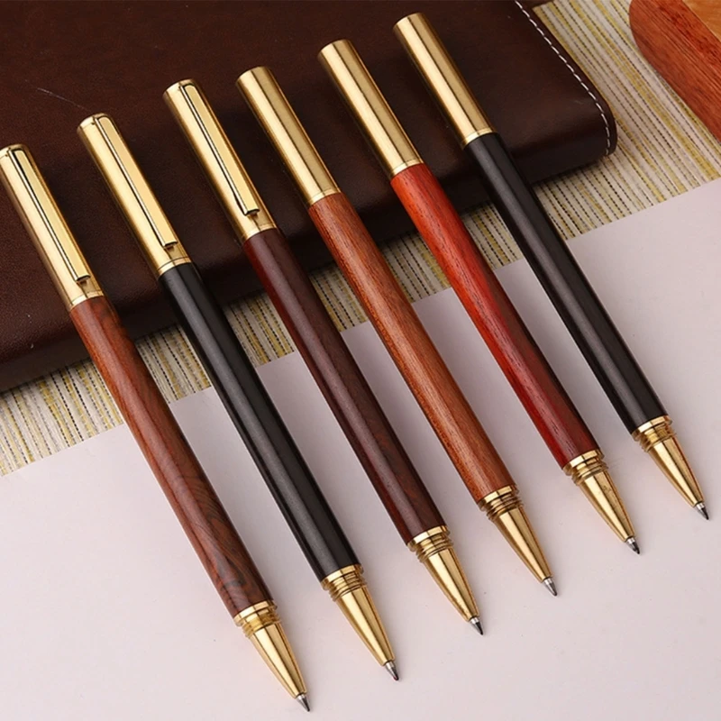 Business Signature Pen Wood Signing Pen Ballpoint Pen Wood Gel Pen Write Smoohtly Pen Refills for Wedding Hotel Office