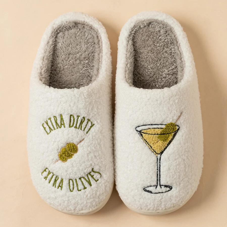 Fashion Cute Cup Pattern Women's Winter Slippers Indoor Warm Soft Sole Comfortable Bedroom Casual Couple Home Shoes image 5