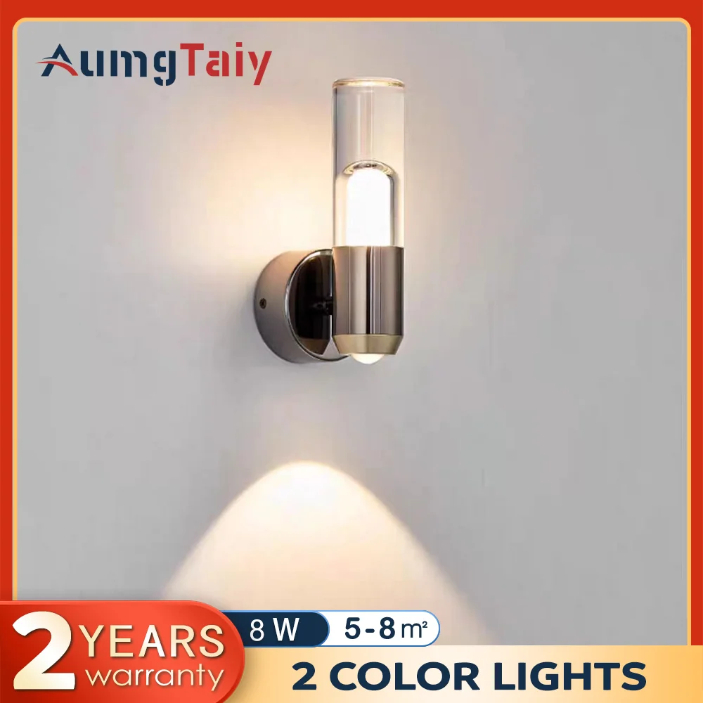 Современные минималистичные светодиодные настенные светильники вверх и вниз, настенное бра, скандинавское роскошное прозрачное окружающее освещение для коридора отеля светильник настенный декор для дома часы настенные