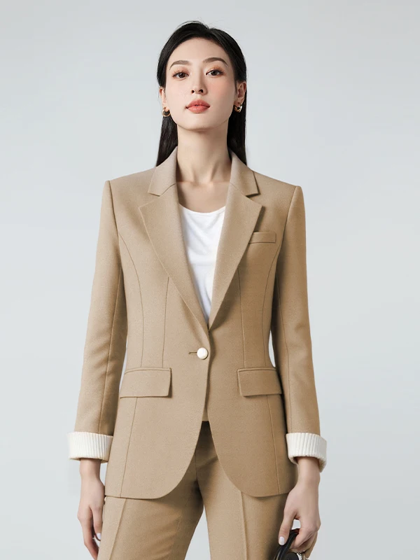 Fashionable Slim Fit One Button Long Sleeve Suit Set for Women Early Autumn New Style Elegant Versatile Commute Polyester Fiber