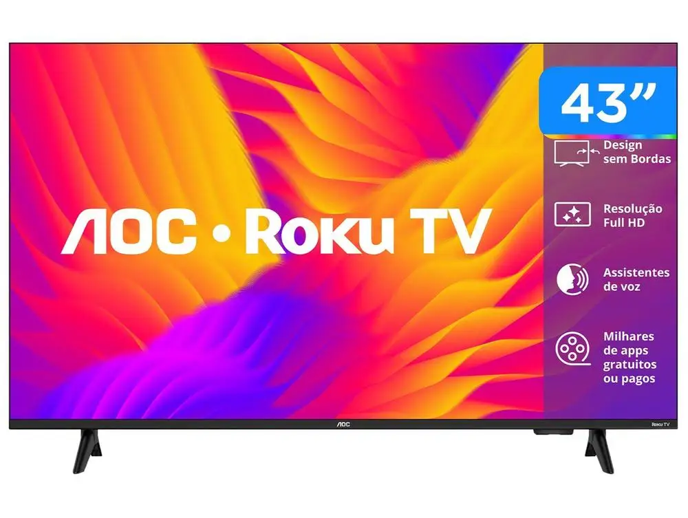 43" AOC Full HD DLED Smart TV 43S5155/78G Roku TV 2025
