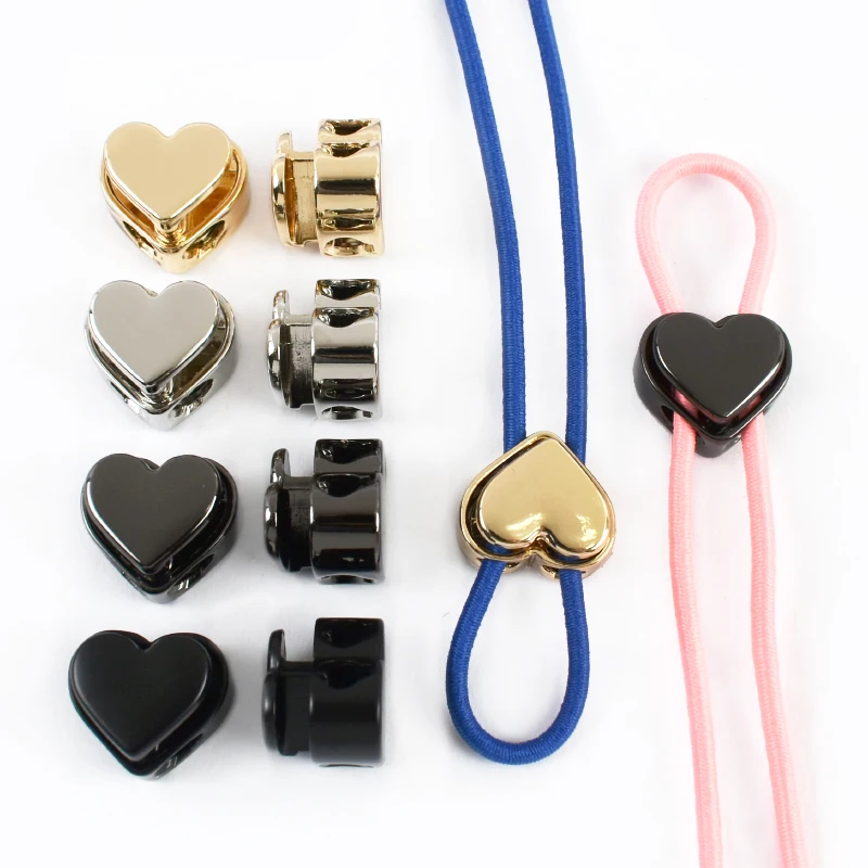 10Pcs 4mm Metal Cord Lock for Clothes Down Jacket Heart Stopper Cords End Adjustment Rope Locks Buckles DIY Sewing Accessories