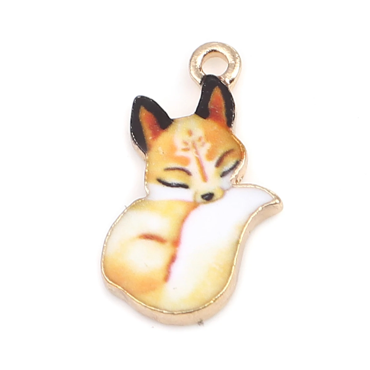 10 PCs Cute Enamel Fox Charms Gold Color Cartoon Animal Metal Pendants DIY Bracelet Necklace Jewelry Making Findings 19mm x11mm