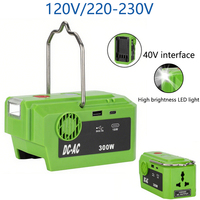 Power Inverter Adapter 120V/220-230V for GreenWorks GLB 40V Battery with LED Work Light USB Type-C Output Emergency Power Supply