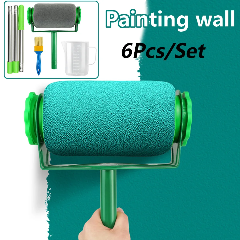 6pc/Set Paint Brush Set Roller Corner Brushes Household Use Wall Paint Decorative DIY Painting Brushes Easy to Use Handle Tools