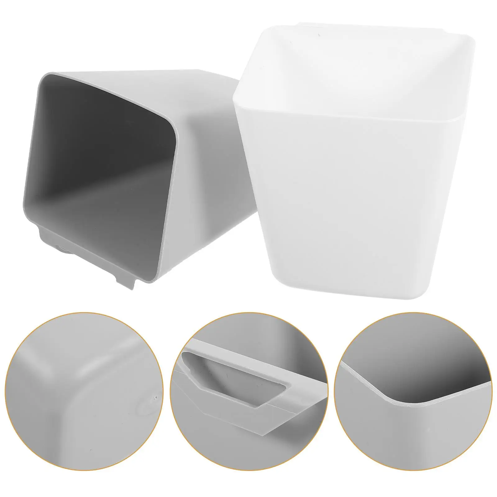 2 قطعة سلة التخزين المعلقة عربة متحركة دلو سلة المهملات الصغيرة أبيض رمادي أداة المطبخ مادة البولي بروبيلين تصميم مدمج المتانة