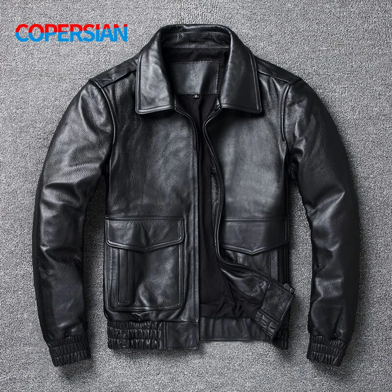 

COPERSIAN 2022 New Plus Size 8XL Men's winter Leather Jacket Men Classic A2 Cowhide Coat Genuine Leather Jacket Quality