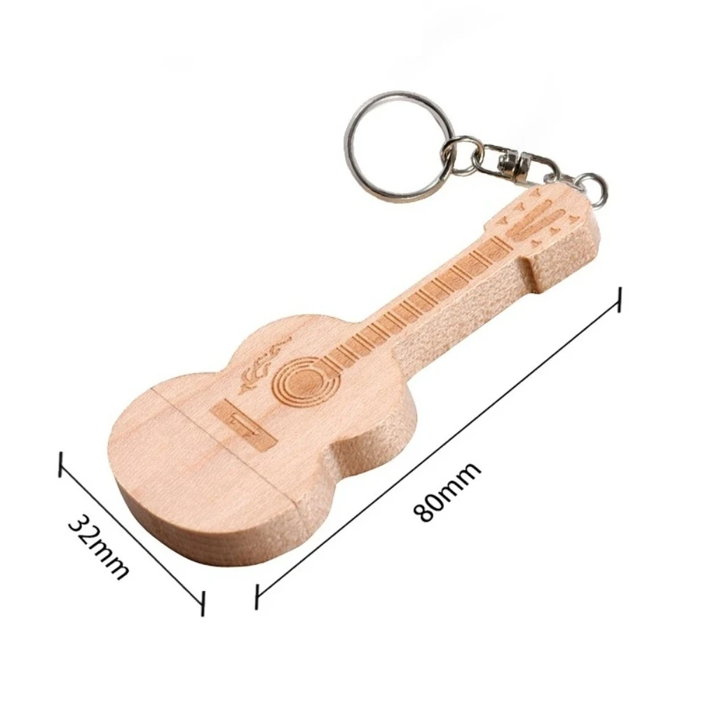 USB 2.0 플래시 드라이브 기타 나무 펜 드라이브 열쇠고리 메모리 스틱 예쁜 USB 스틱 창의적인 선물 메이플 우드 펜드라이브 64GB 32GB