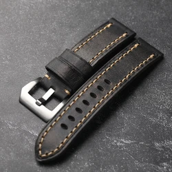 Handmade Tough CowhideThicken Strap Smoky Grey 20 22 24MM Thickened Men Genuine Leather Watchband  Vintage Style Bracelet