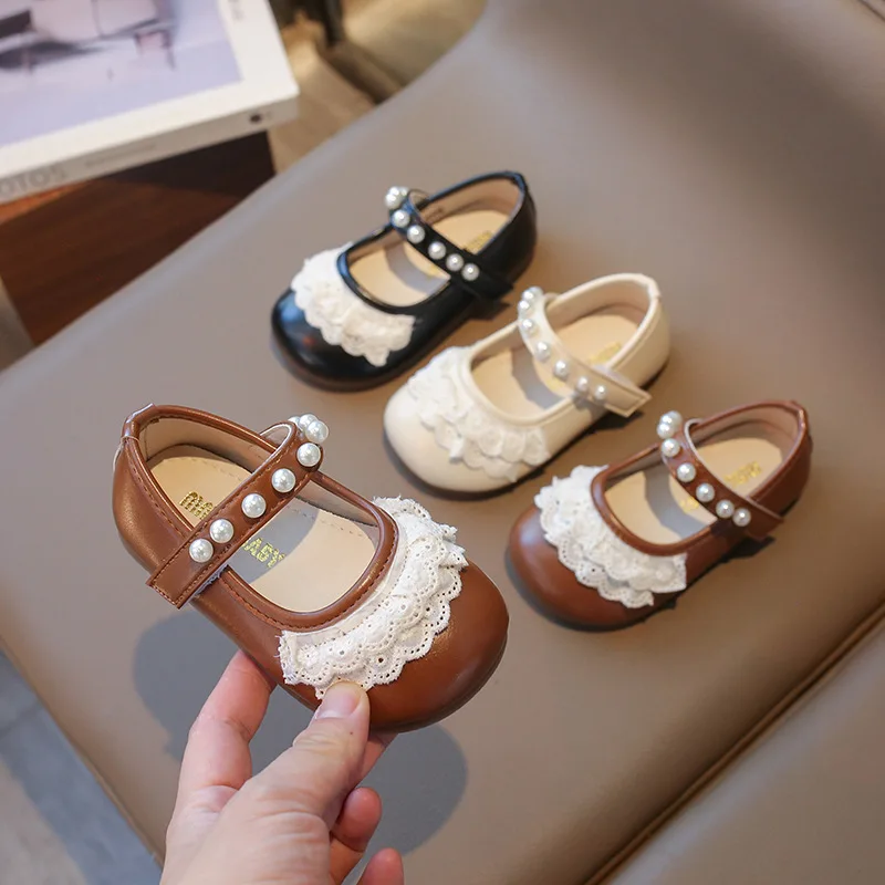 Fashion Leather Shoe Spring New Versatile Girl Shoes Exquisite Anti Slip Soft Sole Princess Shoe Flat Simple Elegant Kid Sandals