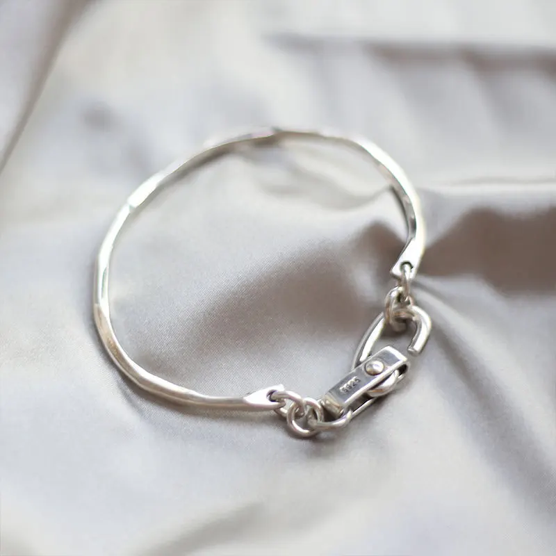 925 Sterling Silver Bracelet Bangle Vintage Open Lock Geometric Punk For Woman Girl Fashion Jewelry Gift Dropship Wholesale