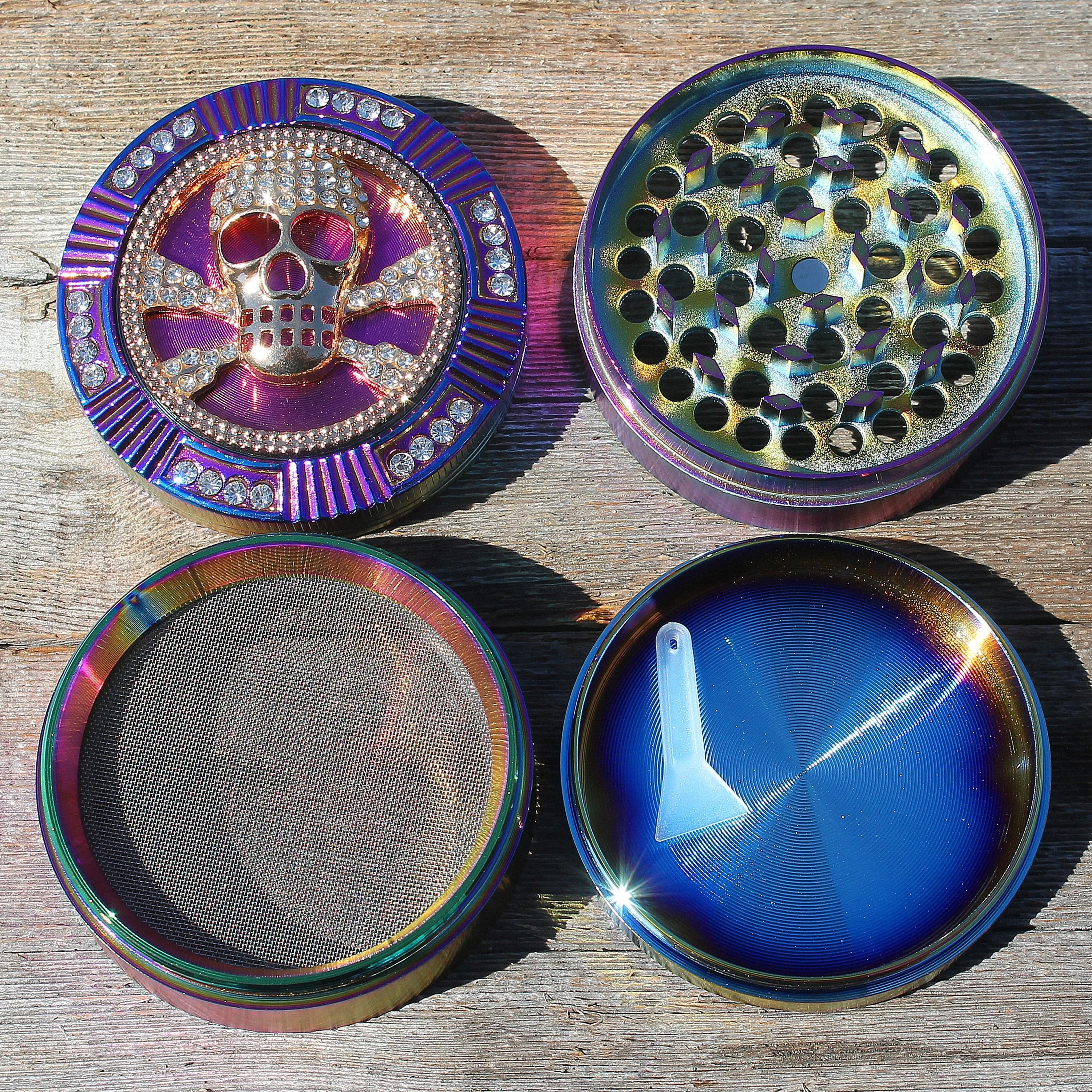 2.5 "64 مللي متر سبائك الزنك طاحونة الضفدع الجمجمة العنكبوت المغناطيسي الثقيلة كبيرة 4 قوس قزح حجر الراين الماس بلينغ طاحونة #3