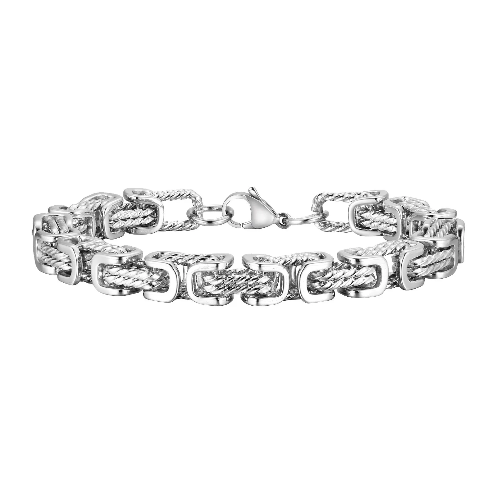 Vnox 8 mm Vintage byzantinische Armbänder für Männer, oxidiertes, kräftiges Kettenarmband mit quadratischen Gliedern, Wikinger-Punk-Vatertagsgeschenk für Papa
