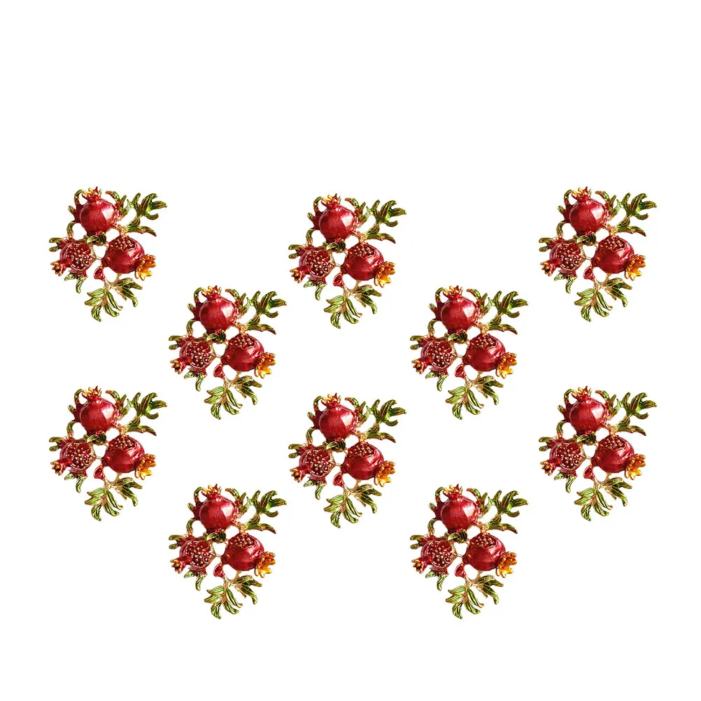 10Pcs Pomegranate Alloy Artistic Headwear Accessories DIY Material Hairpin Charm Brooch Making Decorative Headdress Ornaments