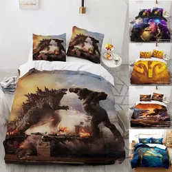 King Kong Vs. Godzilla Beddengoed Set Anime Harajuku Gojira Print Huis Textiel Beddengoed Dekbed Beddengoed Oversized Beddengoed Voor Kinderen