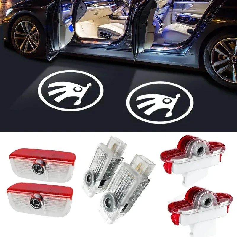 

for Skoda 2PCS/Set Car Door Ghost Projector Shadow Lights Welcome Lamps Logo VRS Fabia Octavia Roomster Superb Accessories